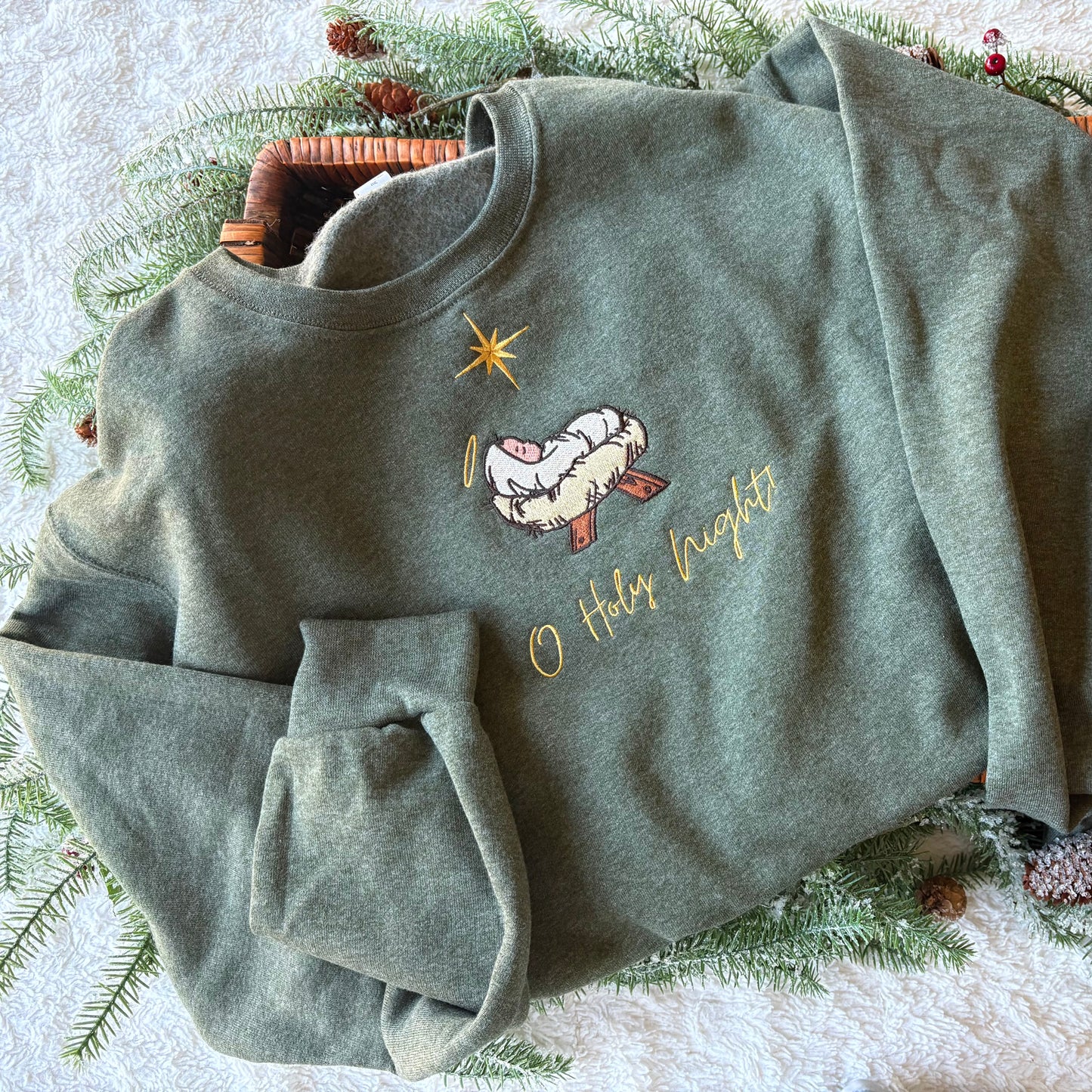 O Holy Night Embroidered Sweatshirt