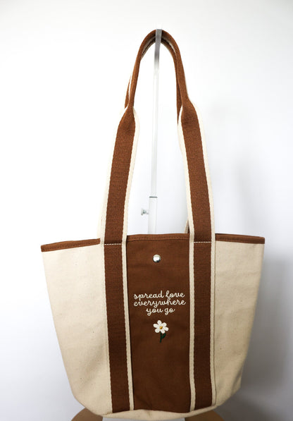 Spread Love Embroidered Canvas Bag
