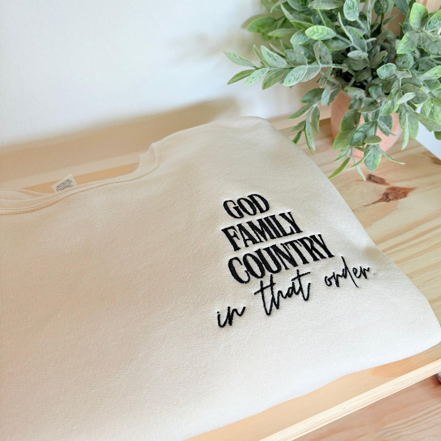 God Family Country Embroidered Sweatshirt