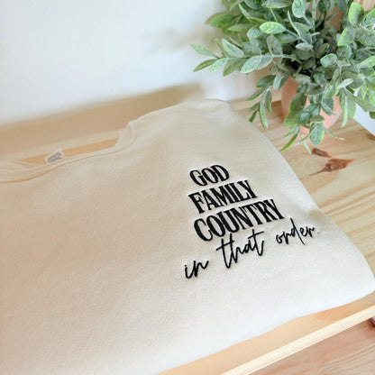 God Family Country Embroidered Sweatshirt