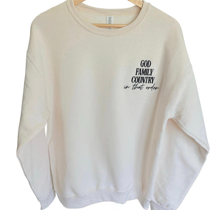 God Family Country Embroidered Sweatshirt